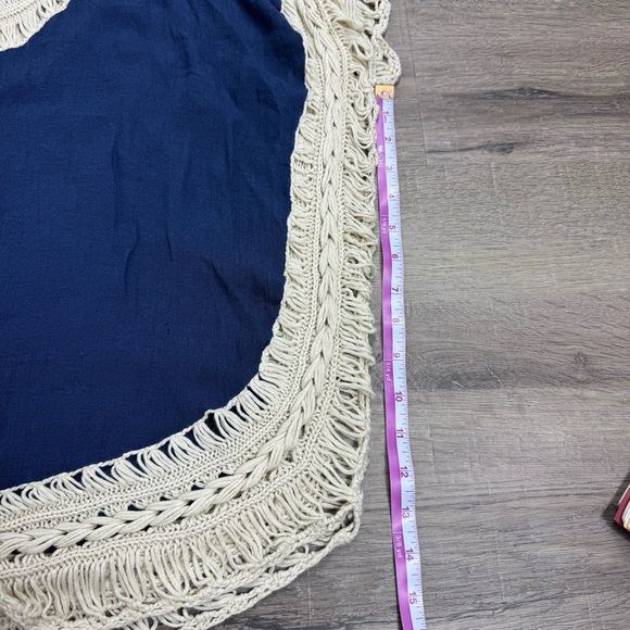 Paradise USA Crochet Top Boho Bohemian Blue & Cream Pool Vacation Flowy - Picture 6 of 8